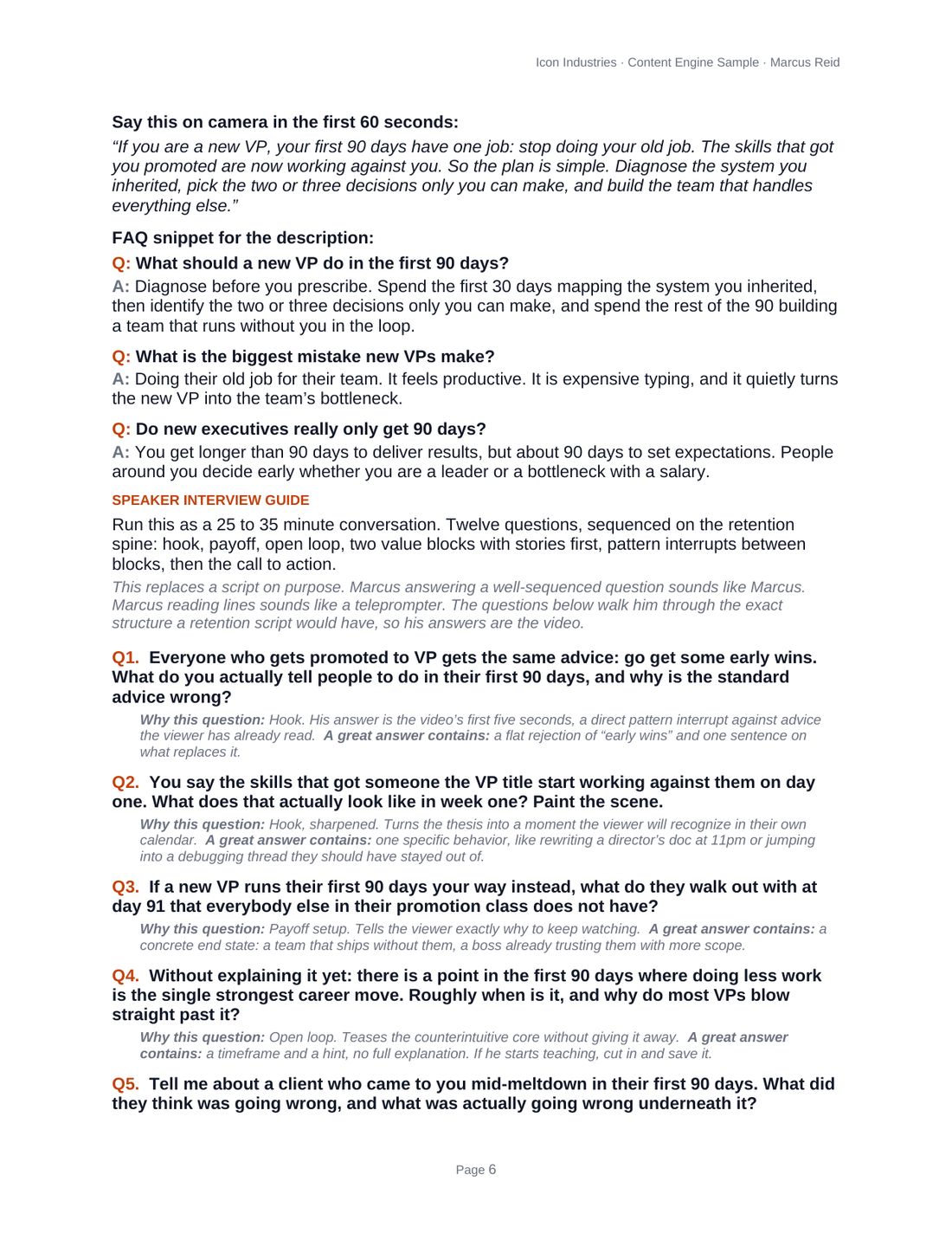 Guided interview page so you deliver the video in your own words